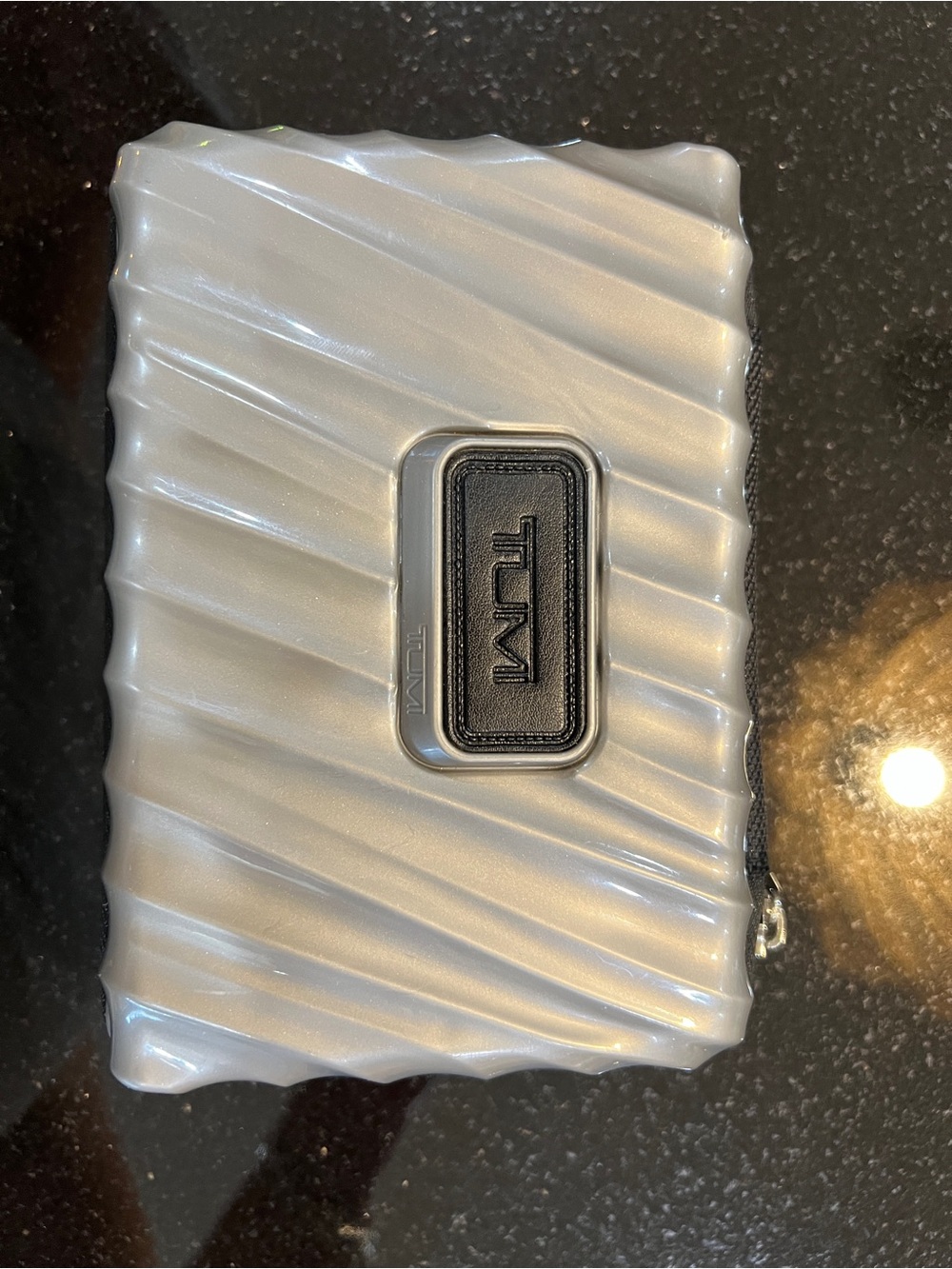 Tumi Silver-Gray Diagonal Ribbed Hard-Shell Pouch - Picture 6 of 8